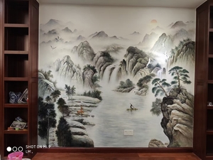 浮雕背景墙彩绘